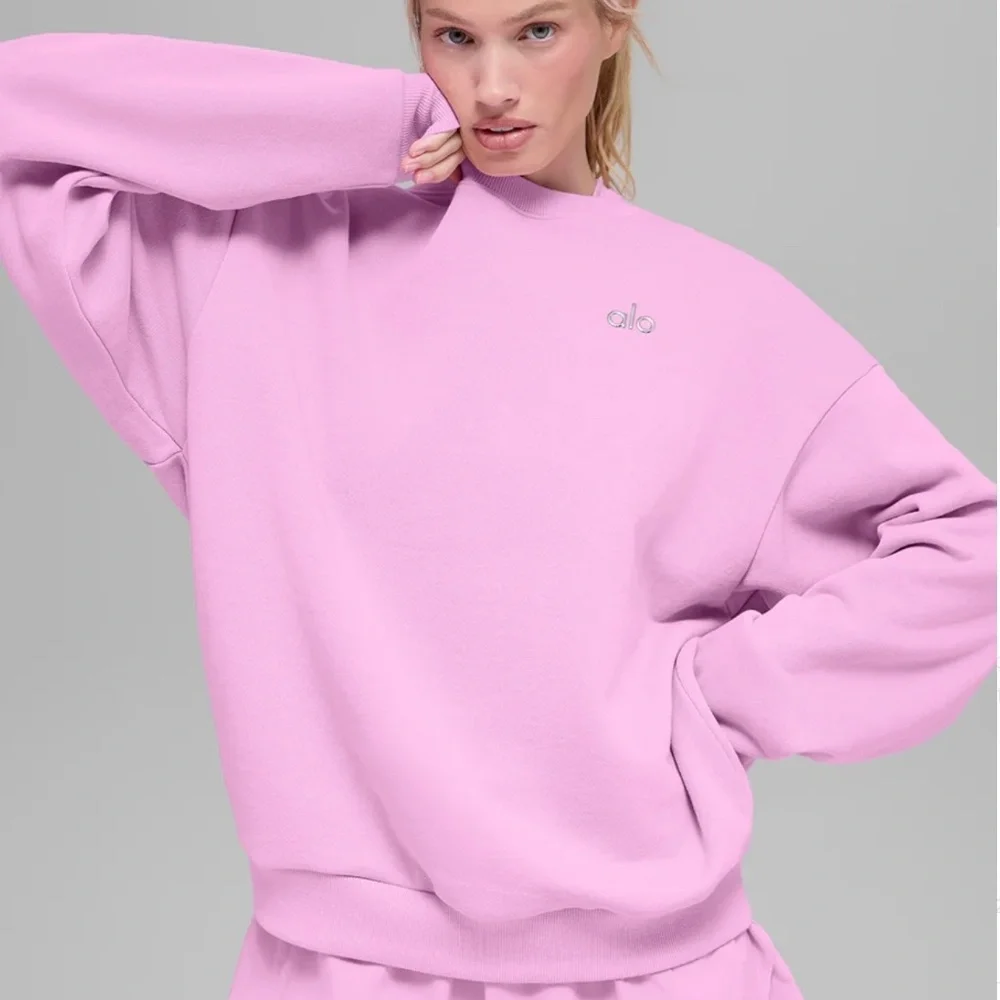 NWT ALO Accolade Crew Neck Pullover Candy Pink - Picture 9 of 9